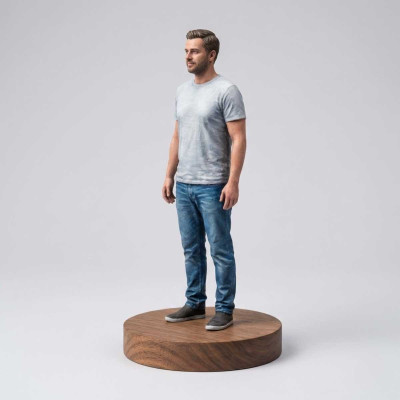 Figura 3D de Papá desde tu Foto con Base de Madera | Replicas3D