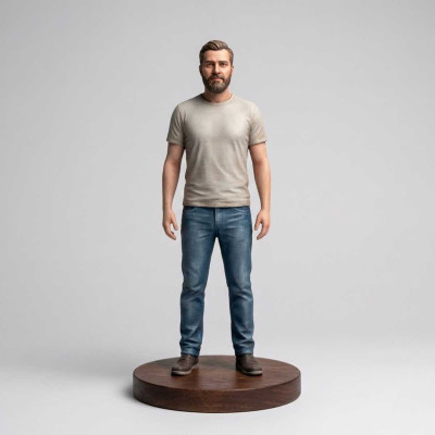 Figura 3D para Papá con Base de Madera - Réplicas 3D
