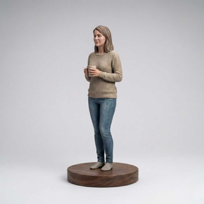 Figura 3D de Mamá desde tu Foto con Base de Madera | Replicas3D