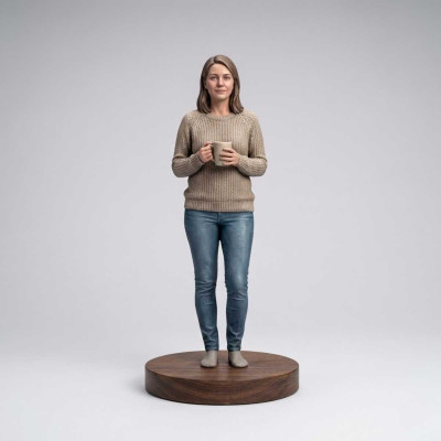 Figura 3D para Mamá con Base de Madera - Réplicas 3D