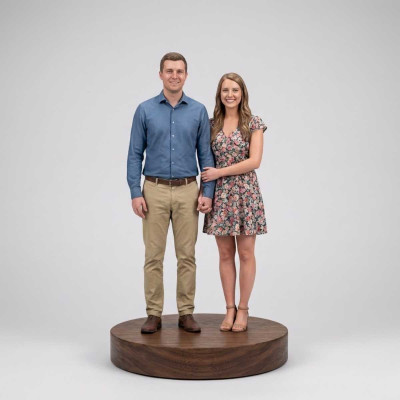 Figura 3D de Pareja desde tu Foto, Base de Madera | Replicas3D