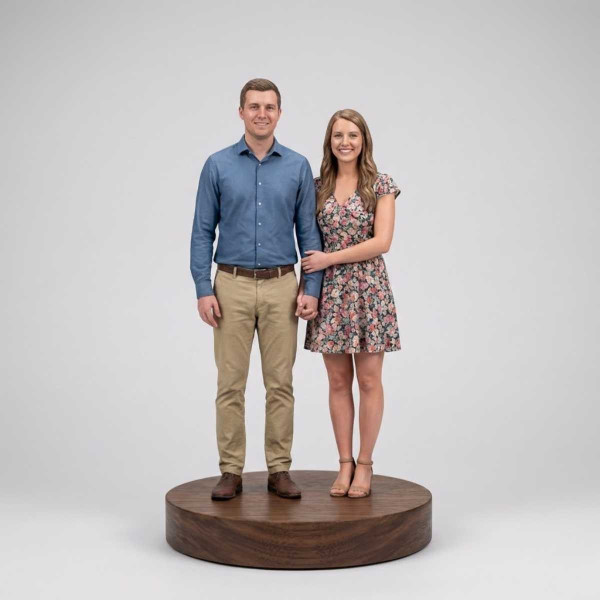 Figura 3D para Parejas con Base de Madera