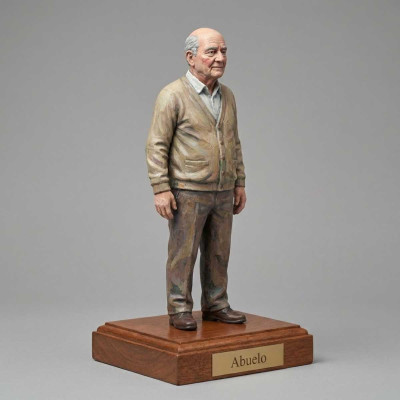 Figura 3D para Abuelos con Base de Madera - Réplicas 3D