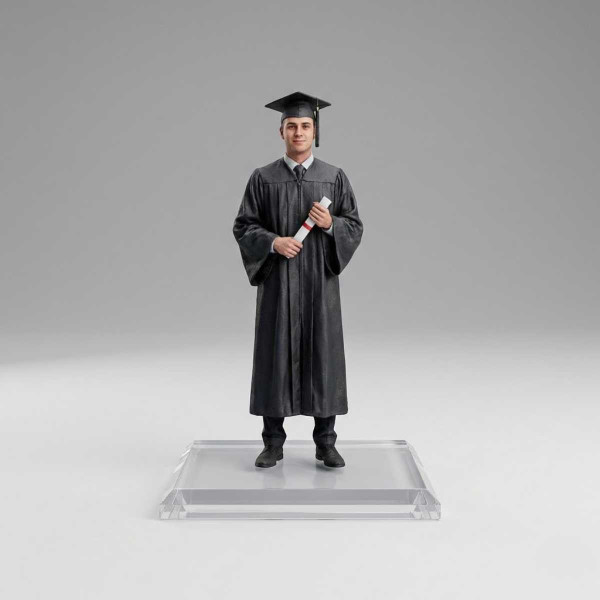 Figura 3D de Graduación con Soporte de Acrílico