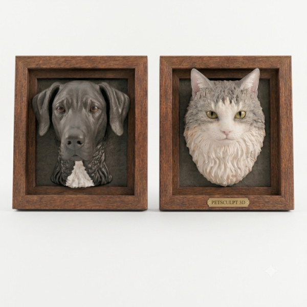 Cuadro Retrato en Relieve de Mascota Personalizado