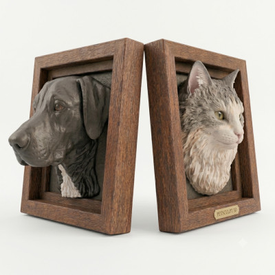 Cuadro Retrato en Relieve de Mascota Personalizado - Réplicas 3D