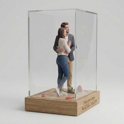 Figura 3D de Pareja con Escenario en Caja de Acrílico para San Valentín - Réplicas 3D