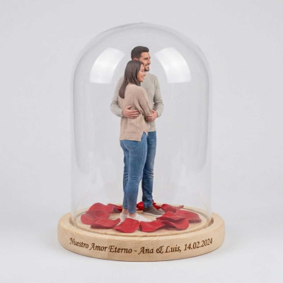 Escultura 3D de Pareja Personalizada para San Valentín en Cúpula Acrílica Acabado realista - Réplicas 3D