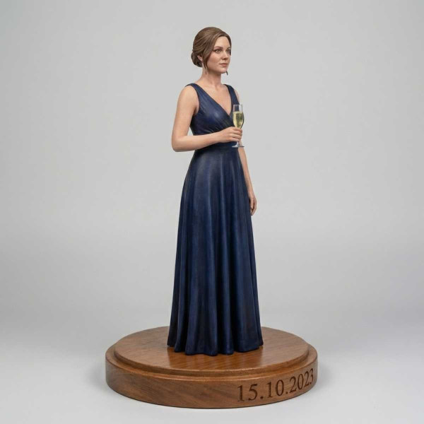 Figura 3D Personalizada con Base de Madera Grabada