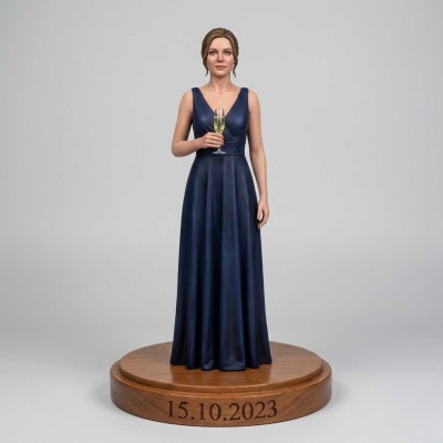 Figura 3D Personalizada con Base de Madera Grabada Acabado realista - Réplicas 3D
